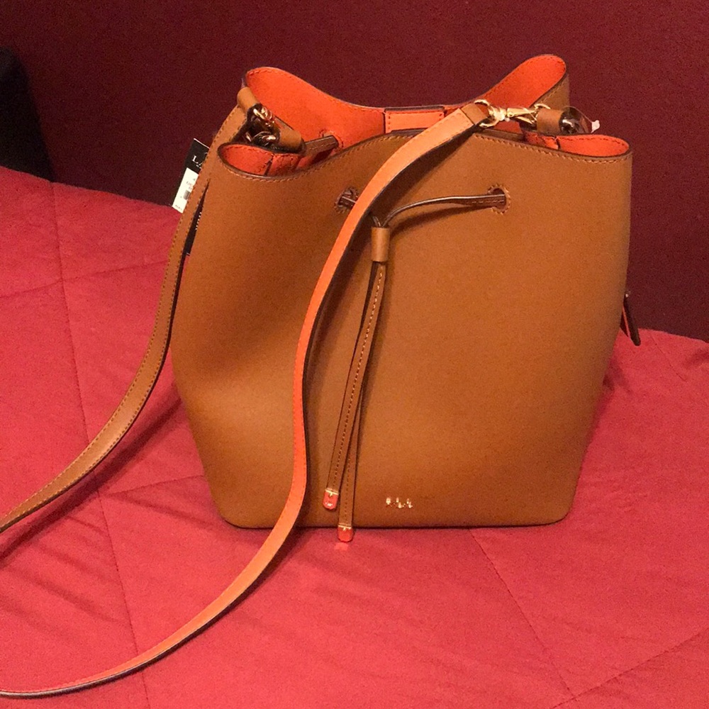 SOLD SOLD    Lauren Ralph Lauren Leather Debby Drawstring Bucket Bag, Brown, NWT